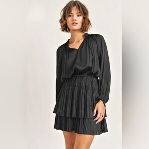 Black Tiered Ruffled V-Neck Dress